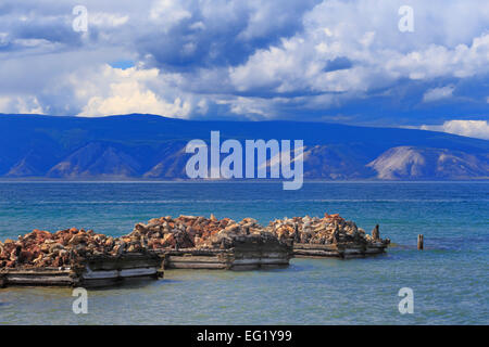 Olkhon island, landscape near Peshanaya, Baikal lake, Russia Stock Photo