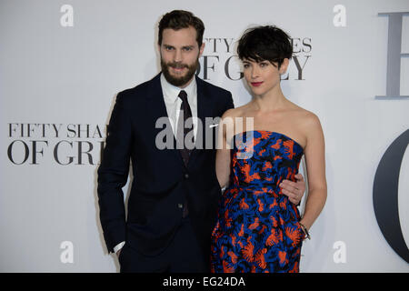 Jamie Dornan and Amelia Warner at the premiere of Fifty Shades of Grey. Stock Photo