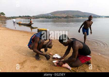 Fishermen ,Bangui, Ubangi River ,Central African Republic ,Africa Stock Photo