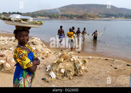 Fishermen ,Bangui, Ubangi River ,Central African Republic ,Africa Stock Photo