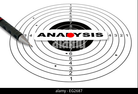 Shooting target with word analysis made in 2d software Stock Photo