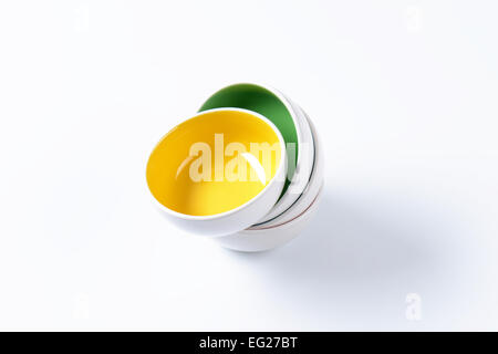 Stack of round two tone bowls Stock Photo