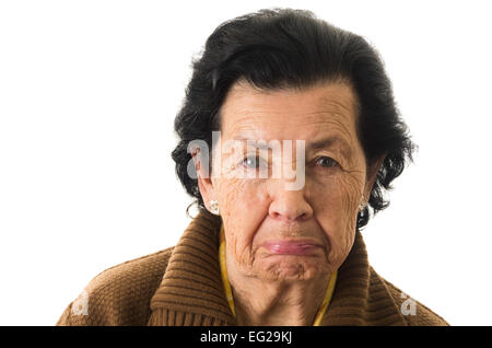 portrait of old cranky woman grandmother Stock Photo