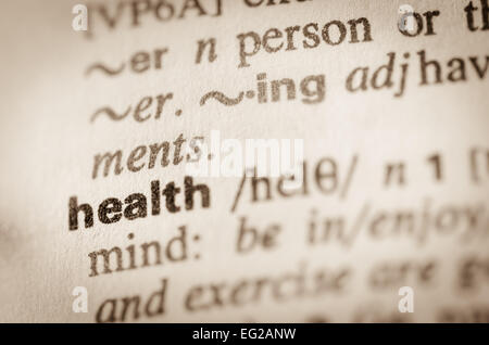 Definition of word health  in dictionary Stock Photo