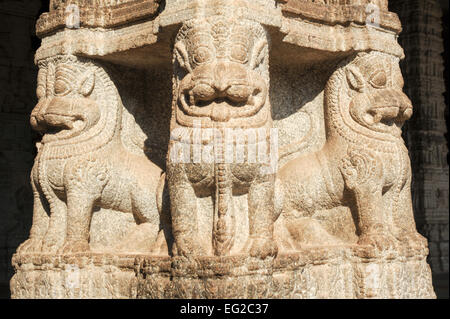 Detail of Shiva-Virupaksha Temple located in the ruins of ancient city Vijayanagar at Hampi, India Stock Photo