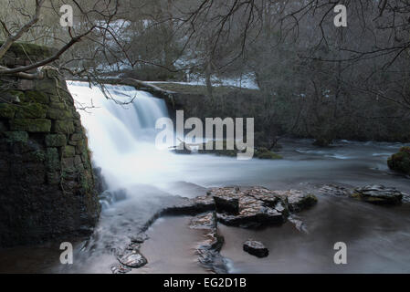 Monsal Weir on the River Wye  in Monsal Dale, Little Longstone, Peak District National Park, Derbyshire.England.  UK. GB Stock Photo