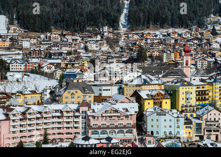 Winter view of Ortisei or St Ulrich, Val Gardena, Alto Adige - South Tyrol, Italy Stock Photo