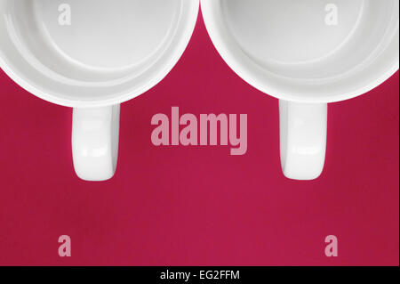 Two white Mugs overhead Stock Photo