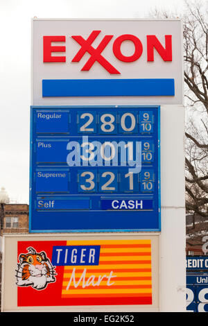 Exxon gas station price sign - USA Stock Photo