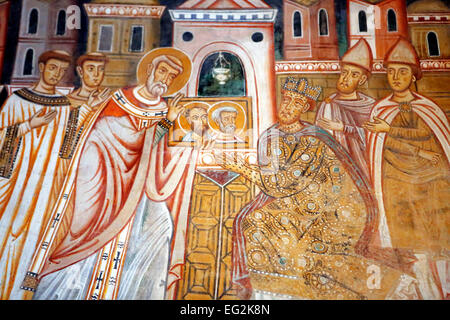 Frescoes in San Silvestro chapel (1246), Santi Quattro Coronati basilica, Rome, Italy Stock Photo