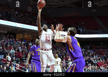 Philadelphia, PA, US. 14th Feb, 2015. Temple Owls forward MARK WILLIAMS (10) shoots during the basketball game between the ECU Pirates and Temple Owls played at the Liacouras Center in Philadelphia, PA. Temple beat ECU 66-53. Credit:  Ken Inness/ZUMA Wire/Alamy Live News Stock Photo