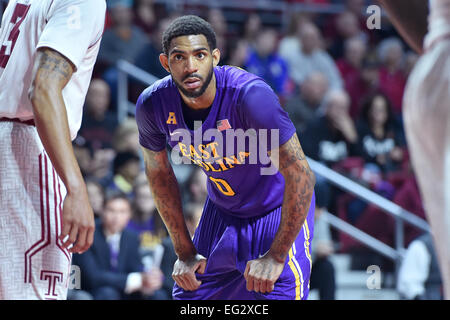 Philadelphia, PA, US. 14th Feb, 2015. East Carolina Pirates guard TERRY WHISNANT (0) shown during the basketball game between the ECU Pirates and Temple Owls played at the Liacouras Center in Philadelphia, PA. Temple beat ECU 66-53. Credit:  Ken Inness/ZUMA Wire/Alamy Live News Stock Photo