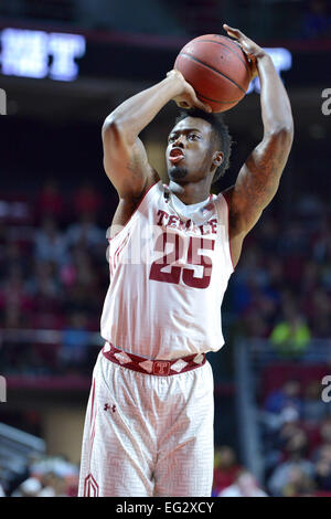 Philadelphia, PA, US. 14th Feb, 2015. Temple Owls guard QUENTON DECOSEY (25) shoots a free throw during the basketball game between the ECU Pirates and Temple Owls played at the Liacouras Center in Philadelphia, PA. Temple beat ECU 66-53. Credit:  Ken Inness/ZUMA Wire/Alamy Live News Stock Photo