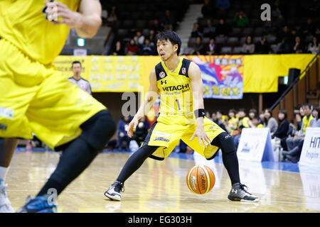 nd Yoyogi Gymnasium, Tokyo, Japan. 14th Feb, 2015. Hiroyuki Kinoshita (Sunrockers), FEBRUARY 14, 2015 - Basketball : National Basketball League 'NBL' 2014-2015 between Hitachi Sunrockers Tokyo 97-88 Mitsubishi Electric Diamond Dolphins at 2nd Yoyogi Gymnasium, Tokyo, Japan. © AFLO SPORT/Alamy Live News Stock Photo