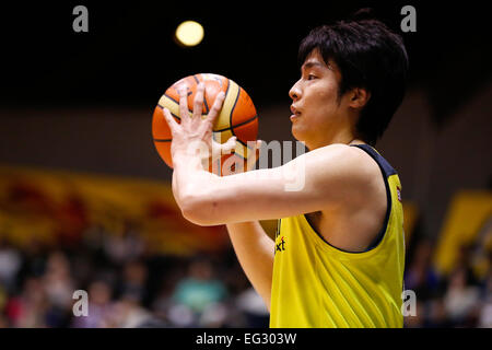 nd Yoyogi Gymnasium, Tokyo, Japan. 14th Feb, 2015. Joji Takeuchi (Sunrockers), FEBRUARY 14, 2015 - Basketball : National Basketball League 'NBL' 2014-2015 between Hitachi Sunrockers Tokyo 97-88 Mitsubishi Electric Diamond Dolphins at 2nd Yoyogi Gymnasium, Tokyo, Japan. © AFLO SPORT/Alamy Live News Stock Photo