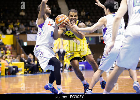 nd Yoyogi Gymnasium, Tokyo, Japan. 14th Feb, 2015. Trey Johnson (Sunrockers), FEBRUARY 14, 2015 - Basketball : National Basketball League 'NBL' 2014-2015 between Hitachi Sunrockers Tokyo 97-88 Mitsubishi Electric Diamond Dolphins at 2nd Yoyogi Gymnasium, Tokyo, Japan. © AFLO SPORT/Alamy Live News Stock Photo