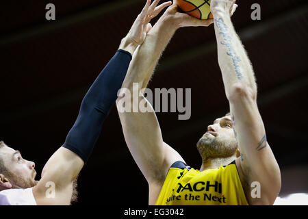 nd Yoyogi Gymnasium, Tokyo, Japan. 14th Feb, 2015. Josh Heytvelt (Sunrockers), FEBRUARY 14, 2015 - Basketball : National Basketball League 'NBL' 2014-2015 between Hitachi Sunrockers Tokyo 97-88 Mitsubishi Electric Diamond Dolphins at 2nd Yoyogi Gymnasium, Tokyo, Japan. © AFLO SPORT/Alamy Live News Stock Photo