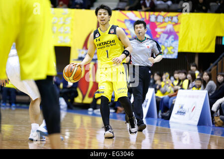 nd Yoyogi Gymnasium, Tokyo, Japan. 14th Feb, 2015. Hiroyuki Kinoshita (Sunrockers), FEBRUARY 14, 2015 - Basketball : National Basketball League 'NBL' 2014-2015 between Hitachi Sunrockers Tokyo 97-88 Mitsubishi Electric Diamond Dolphins at 2nd Yoyogi Gymnasium, Tokyo, Japan. © AFLO SPORT/Alamy Live News Stock Photo