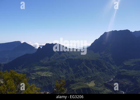 The view from the Grand Benare hike from Le Maido, La Reunion / Reunion island, Indian Ocean, France. Stock Photo