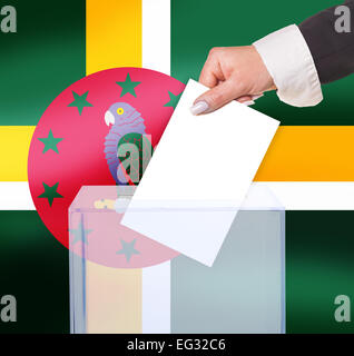 electoral vote by ballot, under the Dominica flag Stock Photo