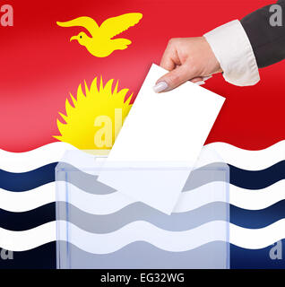 electoral vote by ballot, under the Kiribati flag Stock Photo