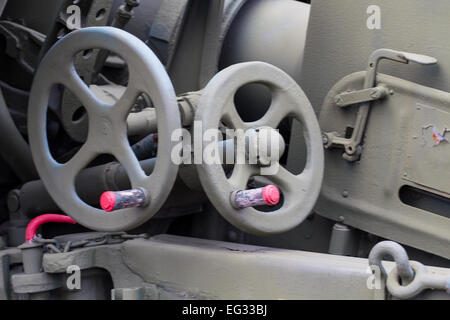 parts of the Soviet military machine stood in the open air Stock Photo