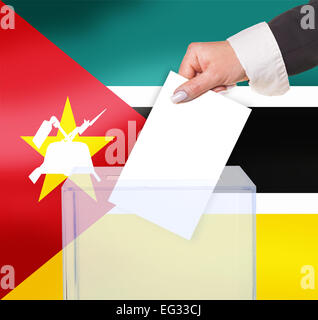 electoral vote by ballot, under the Mozambique flag Stock Photo