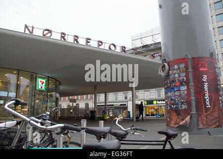 Copenhagen, Denmark. 15th Feb, 2015. Noerreport Station in the city center where the supposed terrorist was shot and killed by the police around 5am this morning. Credit:  dpa picture alliance/Alamy Live News Stock Photo