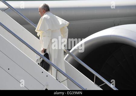 Pope Francis departs by plane from Ciampino – G.B. Pastine International Airport to fly to South Korea to attend the 6th Asian Youth Day  Featuring: Pope Francis Where: Rome, Italy When: 13 Aug 2014