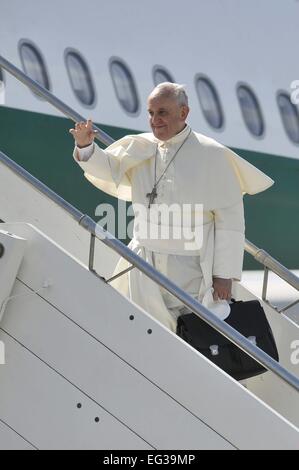 Pope Francis departs by plane from Ciampino – G.B. Pastine International Airport to fly to South Korea to attend the 6th Asian Youth Day  Featuring: Pope Francis Where: Rome, Italy When: 13 Aug 2014