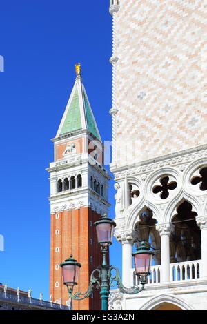 Campanile and Doge's palace on Saint Mark's square, Venice, Italy