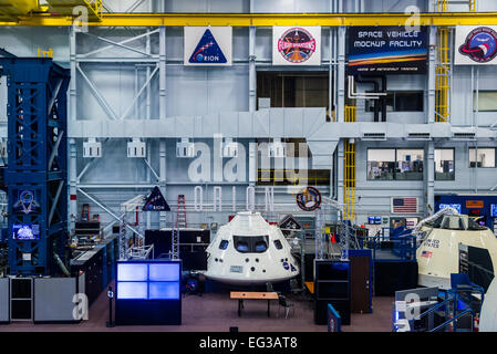 The Orion landing module is tested inside a facility at NASA Johnson Space Center, Houston, Texas, USA. Stock Photo