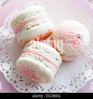 Macarons filled with strawberry cream Stock Photo