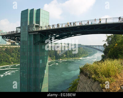 Niagara Falls sight seeing bridge and walkway from New York side Stock Photo