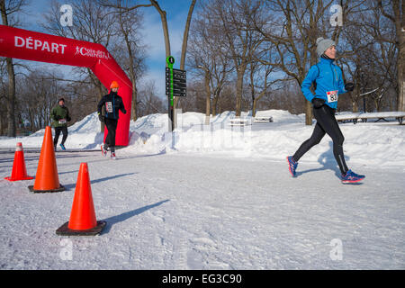 MONTREAL, CANADA, FEBRUARY 15: Unidentified runners during Hypothermic Half Marathon on February 15, 2015 in Montreal, Canada. Stock Photo