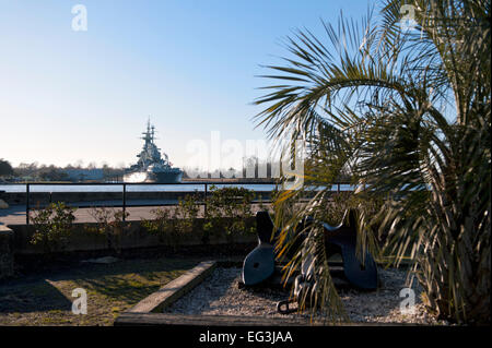 The Battleship 'The USS North Carolina' Water Street, Wilmington, North Carolina Stock Photo