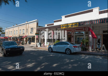 A view of the city Streets of the historical town of Mount Dora, Florida USA Stock Photo