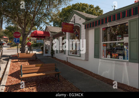 A view of the city Streets of the historical town of Mount Dora, Florida USA Stock Photo