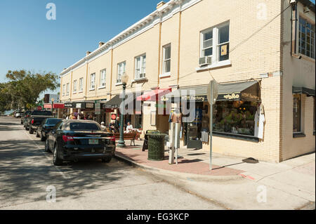 A view of the city Streets of the historical town of Mount Dora, Florida USA Stock Photo