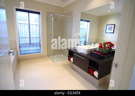 Ensuite Bathroom in a Modern Home in Melbourne Australia Stock Photo