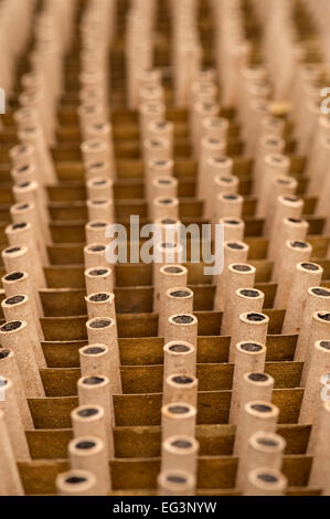 Spent mortar shells in a row after 4th of July fireworks celebration Stock Photo