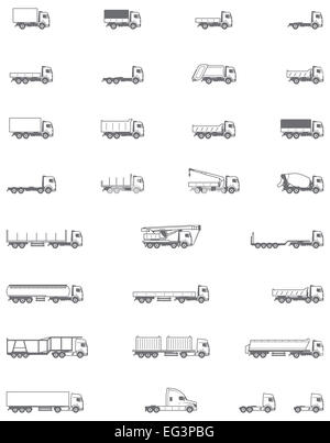 set icons trucks semi trailer illustration isolated on white background ...