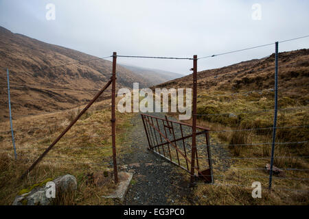 Deer fence at Glenveagh National Park, Donegal, Ireland Stock Photo