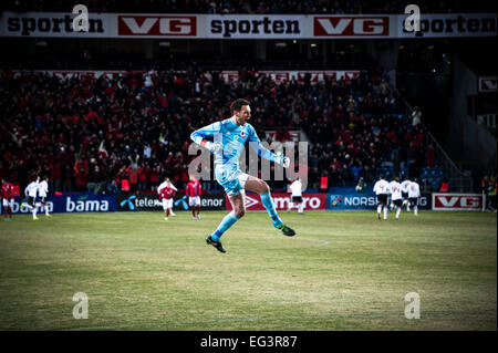 Etrit Berisha, Albanian goalkeeper seen during a game against Norway. Stock Photo