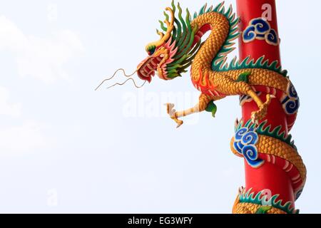 Dragon statue in Chinese temple Stock Photo