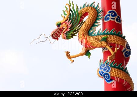 Dragon statue in Chinese temple Stock Photo