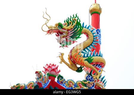 Dragon statue in Chinese temple Stock Photo