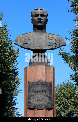 Statue of the World War II Soviet flying ace Vasili Alexandrovich Zaitsev in Kolomna, Russia Stock Photo