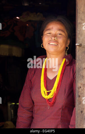 Woman in traditional nepali clothing walking in Durbar Square ...