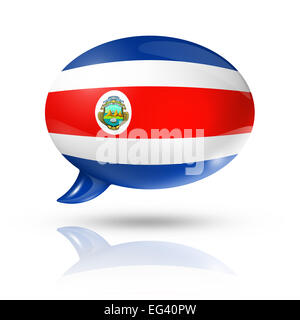 three dimensional Costa Rica flag in a speech bubble isolated on white with clipping path Stock Photo